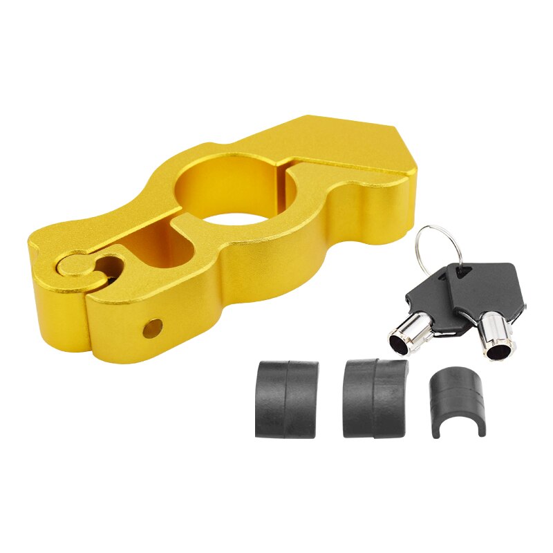 Motor Slot Cnc Beveiliging Veiligheid Sloten Handrem Grips Hendel Disc Vergrendeling Fit Scooter Atv Anti-Diefstal Motorfiets Grip Lock: Goud