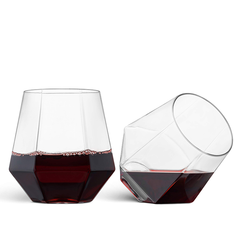 Copas de vino de plástico con diamantes, vasos de plástico desechables sin tallo, cóctel de whisky para , barras de recolección de cumpleaños, 12oz, 12-48 Uds.: Marrón / 20pcs