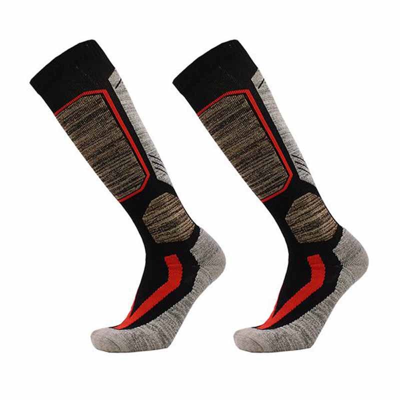 Outdoor Ski Sokken Winter Wicking Warm Knie Hoge Snowboard Sokken Fietsen Snowboarden Wandelen Sport Dikkere Thermosocks: Black / M