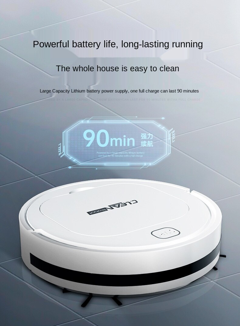 Robot aspirateur sans fil nettoyeur de tapis nettoyage humide balayage poils d'animaux de compagnie puissant Type d'aspiration vie intelligente pour le lavage à la maison: Gs778-gray