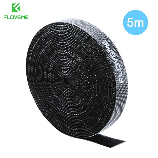 FLOVEME organizer do kabli drutu Winder uchwyt słuchawki mysz przewód klip Protector USB kabel zarządzania dla iPhone kabel Micro USB typu C: Black 5m