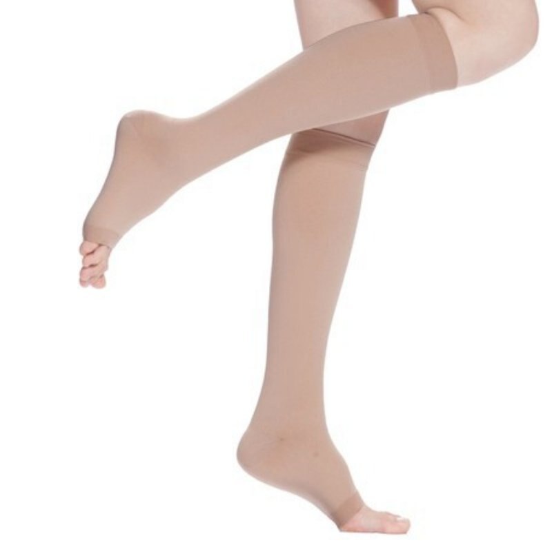2 Stuks Ademende Compressie Kousen Knie Hoge Open Teen Ondersteuning Kousen 18-21Mm Voor Mannen Vrouwen: N / S/M