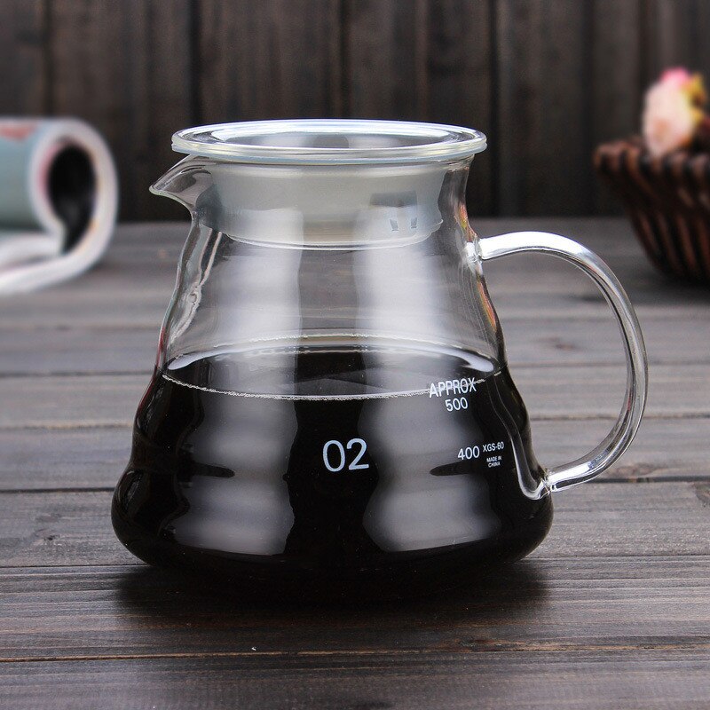 V60 Coffee Pot ,350ml 600ml 800ml Glass Coffee Dripper, Insulated Handle To Keep Your Pour Over Coffee and Fresh Drip Kettle: 550ml