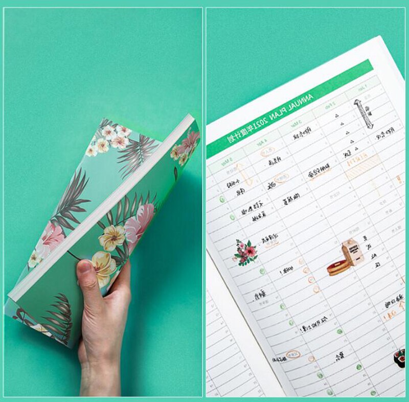 2pcs/set *A4 Monthly Agenda Planner Notebook Journal Organizer Plan Kawaii Writing Office Notepad Stationery