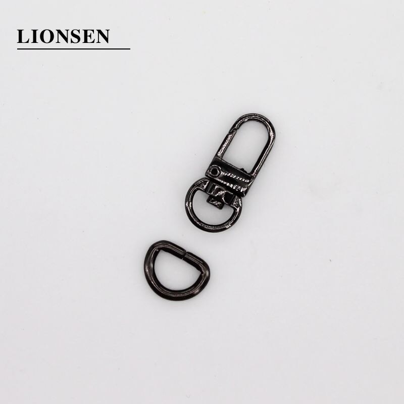 Lionsen-accesorios para bolsas de bronce, hebilla de equipaje, gancho a presión/perro, colgador de bolsas, cierre de langosta, anillo en D de 12 mm de diámetro, 6 juegos por lote: Black