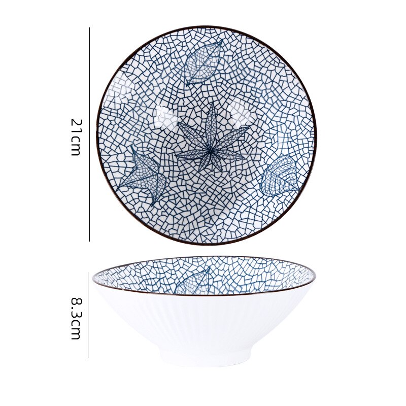 Japanese and Korean 8-inch hat Bowl Ceramic net red ramen bowl household soup bowl large horn bowl underglaze color: GRAY