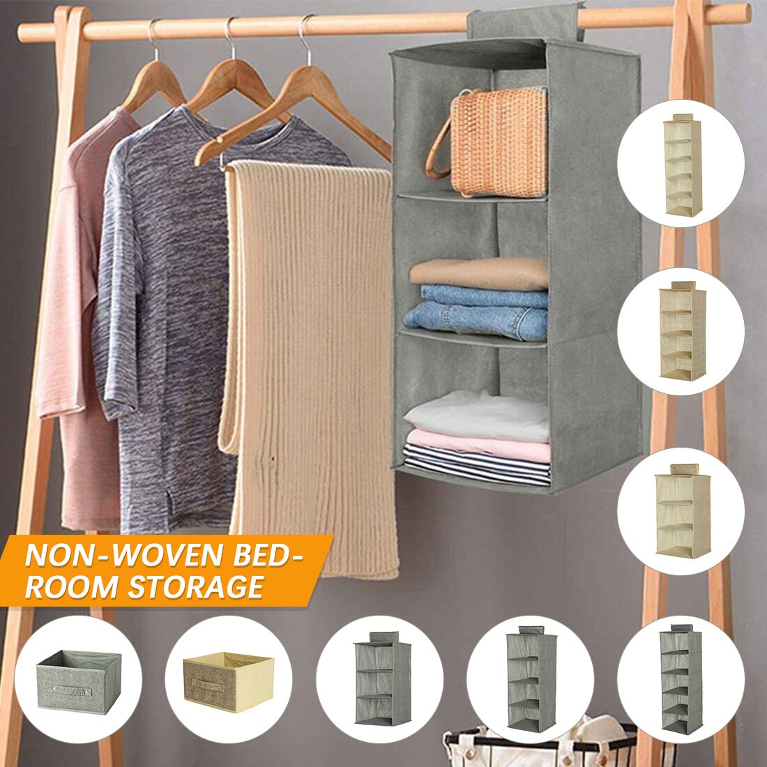 1PCS Wardrobe Hanging Storage Bag Interlayer Drawer Clothes Hangers Holder Portable Organizer Hanging Closet Organizer