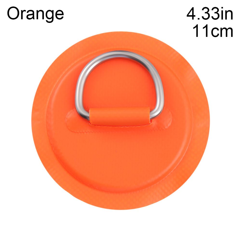 1PC 8cm/11cm Stainless Steel D Ring Pad/Patch With Glue for PVC Inflatable Boat Raft Dinghy Canoe Kayak Surfboard SUP Tie Down: orange-11cm