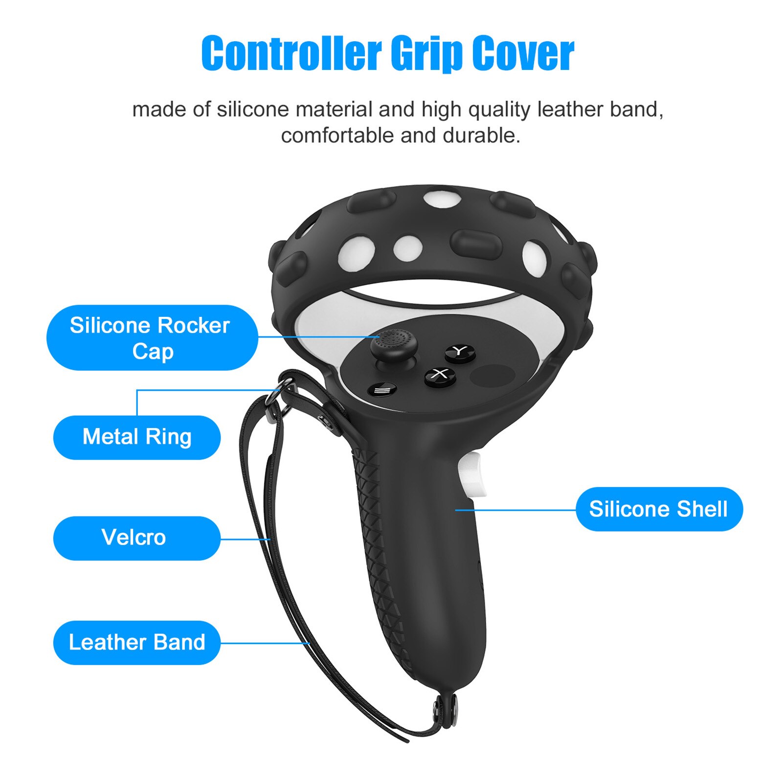 Grip Cover Voor Oculus Quest 2 Vr Controller Handvat Case Siliconen Volledige Beschermhoes Met Knuckle Band Voor Oculus Quest2 vr