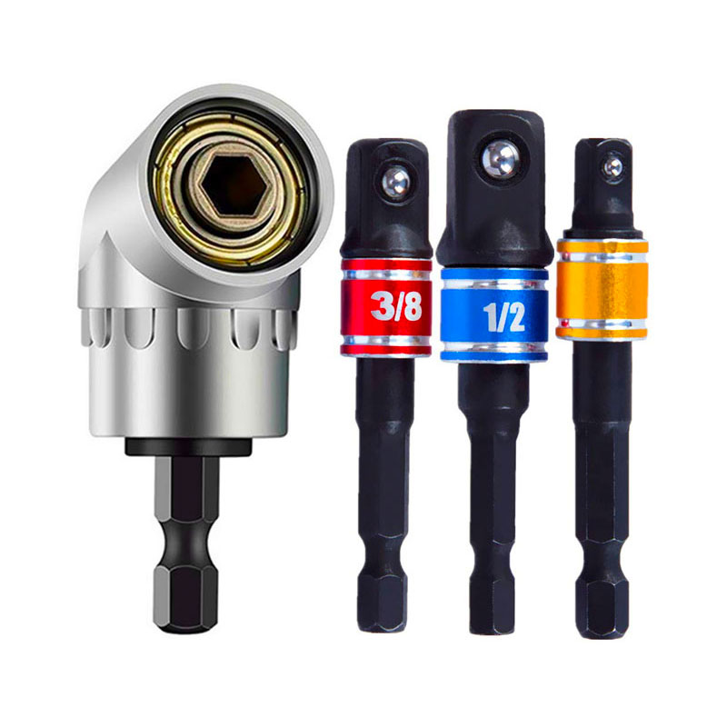 Binoax Universal Socket Wrench Tool Set and 3Pcs Impact Grade Driver Socket Adapter Extension 105 Degree Right Angle Screwdriver: Rose