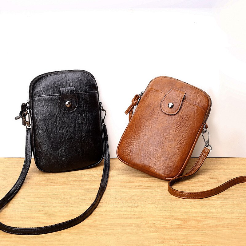 vintage soft leather handbags mini mobile phone bag women's shoulder messenger bag small bag