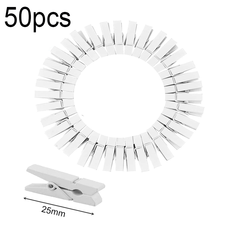 Clip de madera Natural de tamaño pequeño para decoración del hogar, 50 piezas, hoja de cama, foto, papelería DIY, de boda, navidad: Negro