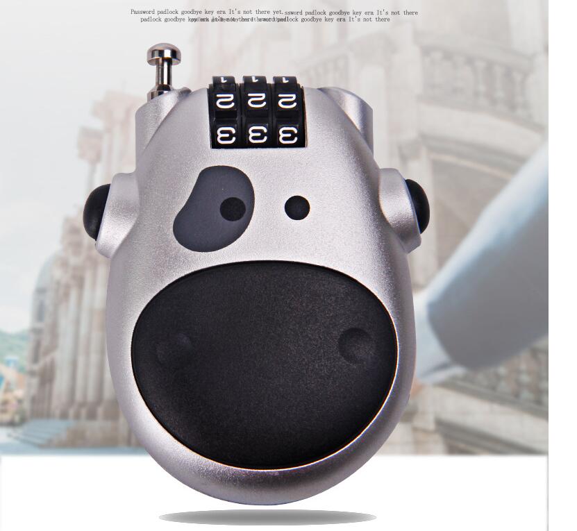 Mini Retractable Wire Rope Password Lock Travel Anti-theft Lock Motorcycle Helmet Lock Cartoon Lock Bicycle Lock Long Cable