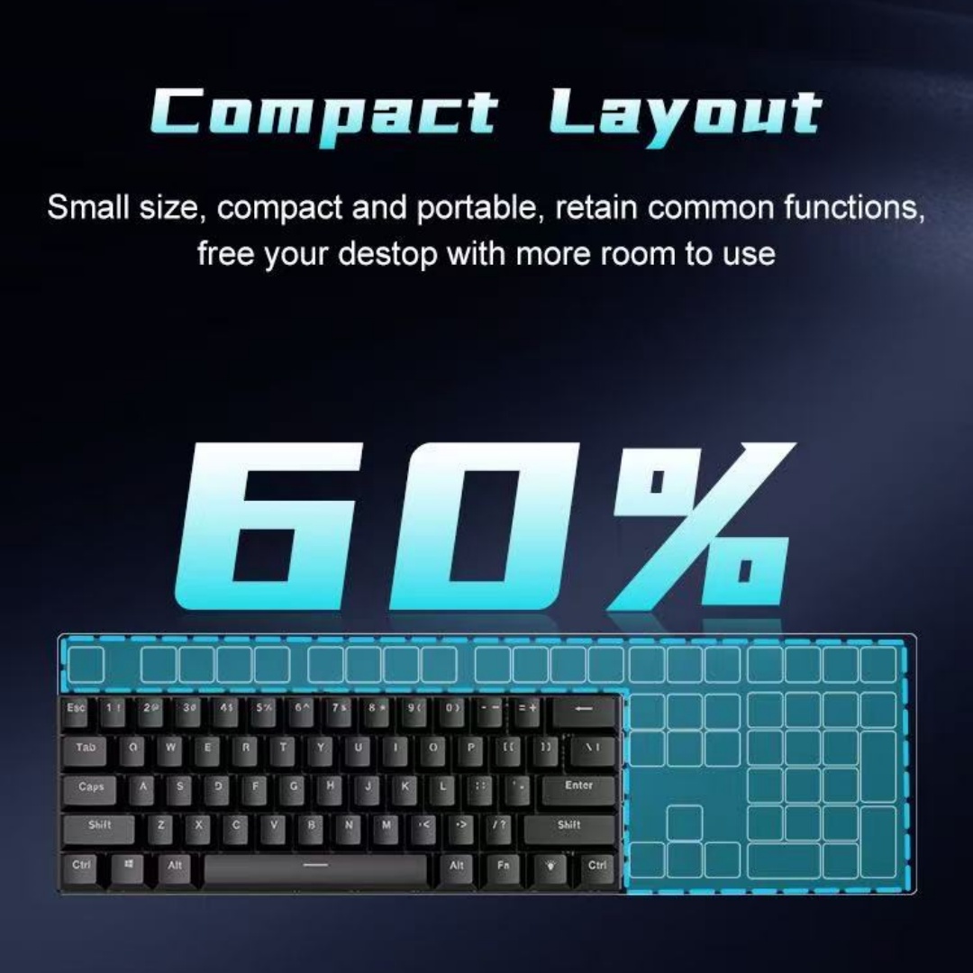 BD61 60% Gaming Mechanical Keyboard 61Key Wired Custom Mechanical Keyboard RGB Full Key -Swap RGB Backlit for Gaming/Office