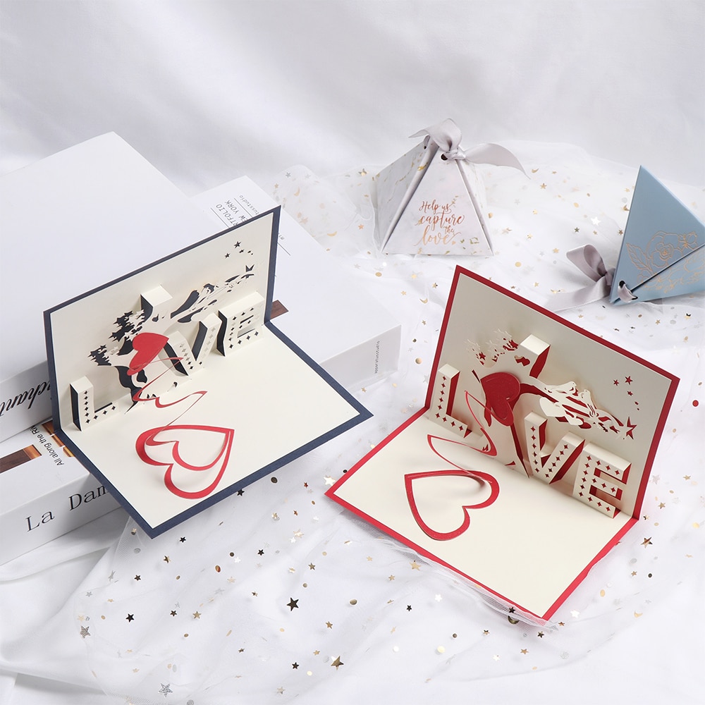 3d pop op-kort fødselsdagskort til pige kone mand fødselsdag bryllupsdag kage lykønskningskort postkort valentinsdag