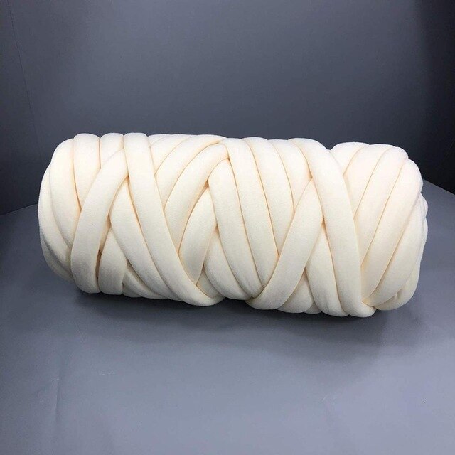 Manta de punto de Super grueso para el hogar, 500g, trenza vegana, suave, tejido de brazo, alfombras, manta: Cream
