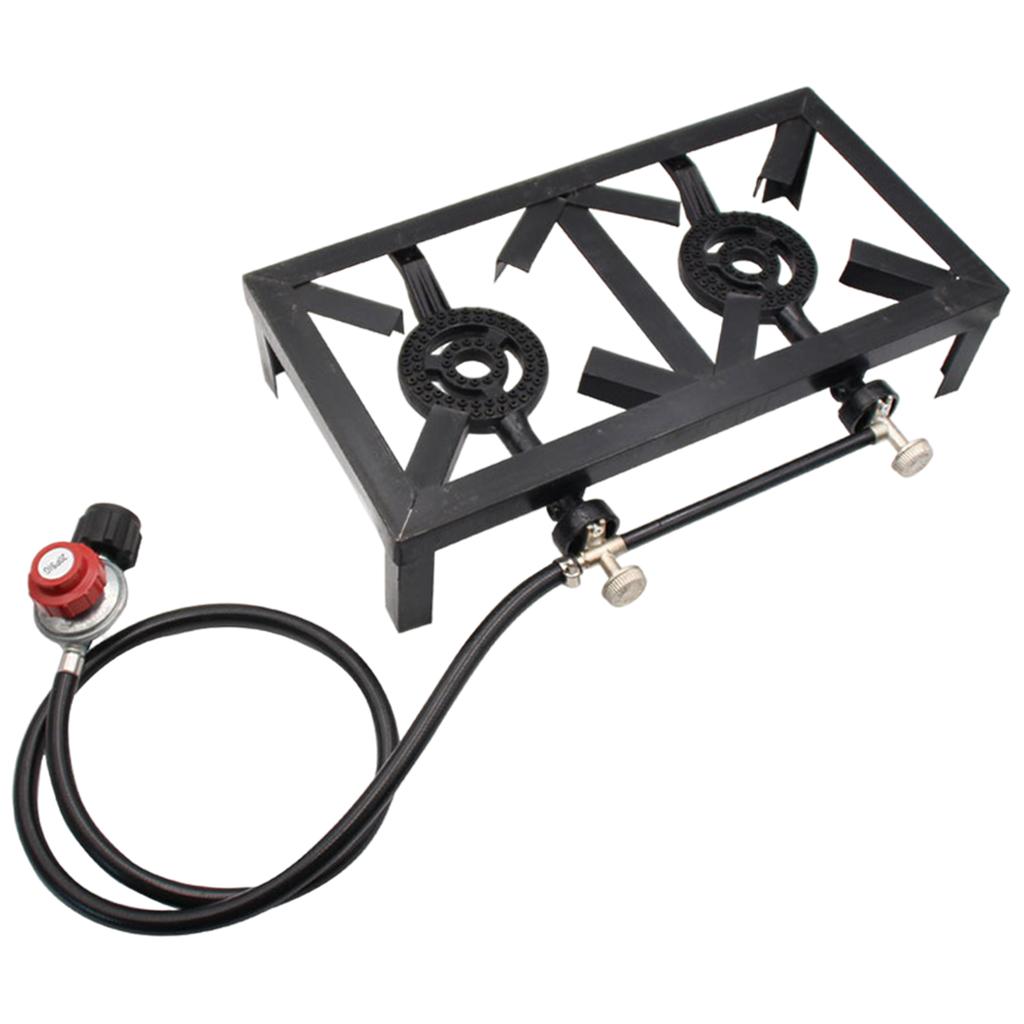 Portable Outdoor Gas Stove Double Burner Heavy-Duty Burner Cooker for Camping Travel Cooking Backpacking