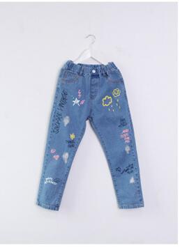 Pantalones vaqueros informales con estampado de graffiti para niños y niñas, ropa con estampado de nube con personalidad, Boutique: 8