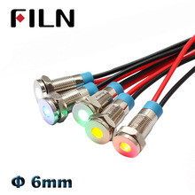 Film 6mm 12 v mini Metal LED Pilot tablica rozdzielcza wskaźnik sygnału światło ostrzegawcze 14 cm kabel Chrome Finish samochodów łódź morskich lampa na pilota