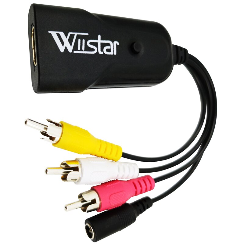 Wiistar Mannelijke RCA AV naar HDMI Converter Adapter Mini Composiet CVBS naar HDMI voor HDTV TV PS3 PS4 PC DVD xbox Projector