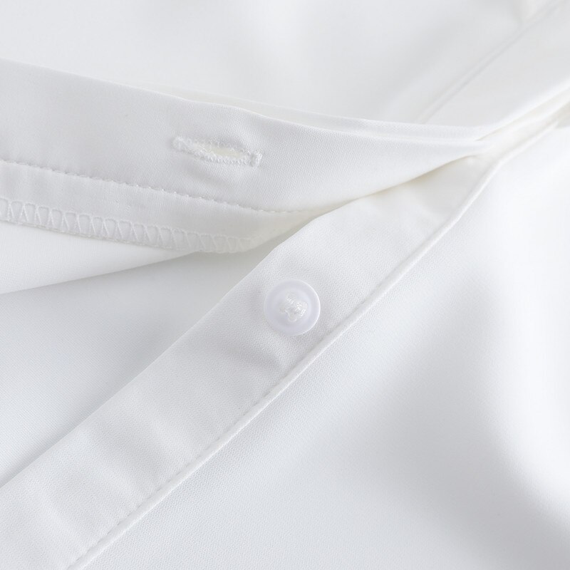 Light Blue Shirt Women Autumn Retro Long Sleeve Stand Collar Ruffles Chiffon Blouses Office Ladies Work Tops