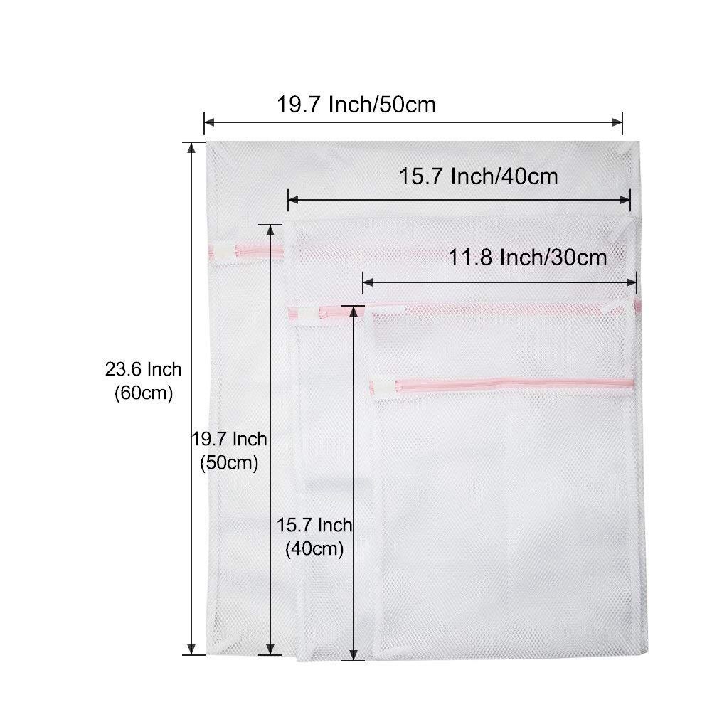 Large Net Washing Bag, Set of 4 Durable Coarse Mesh Laundry Bag with Zip Closure for Clothes, Delicates