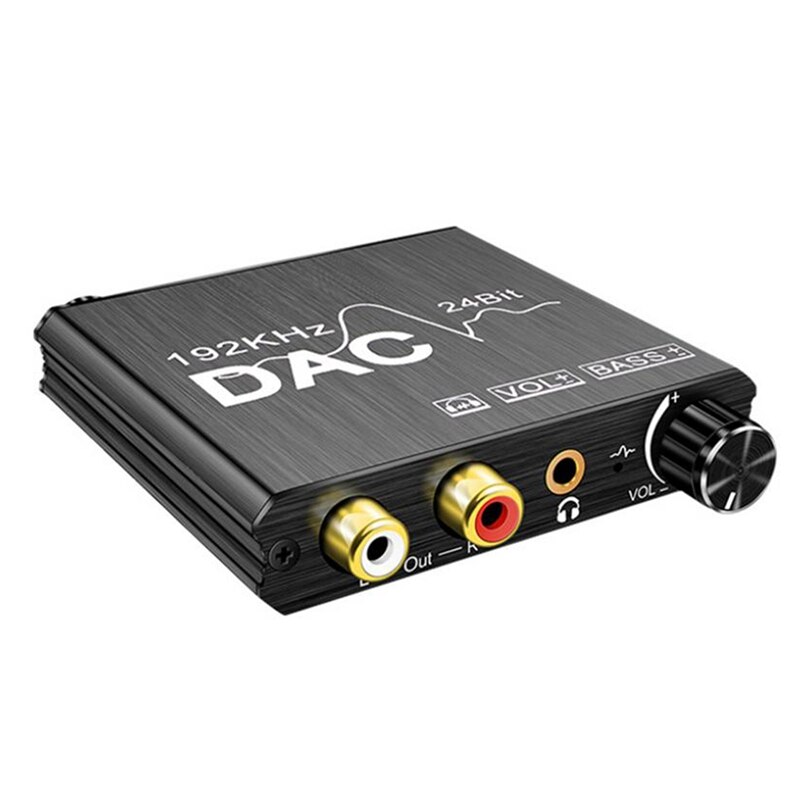 192KHz Digital to Analog Audio Converter with Bass and Volume Control, SPDIF/Optical/Coaxial to Analog Stereo Converter: Default Title