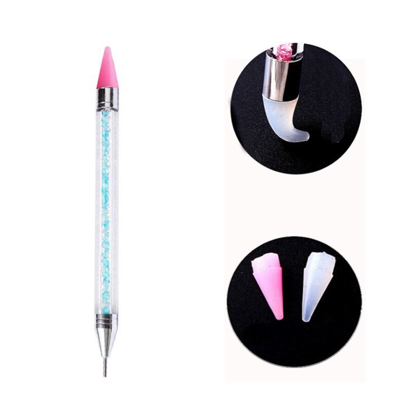 Dual-Ended Puntjes Pen Strass Studs Picker Wax Potlood Kristal Kralen Handvat Nail Art Tool: Blauw