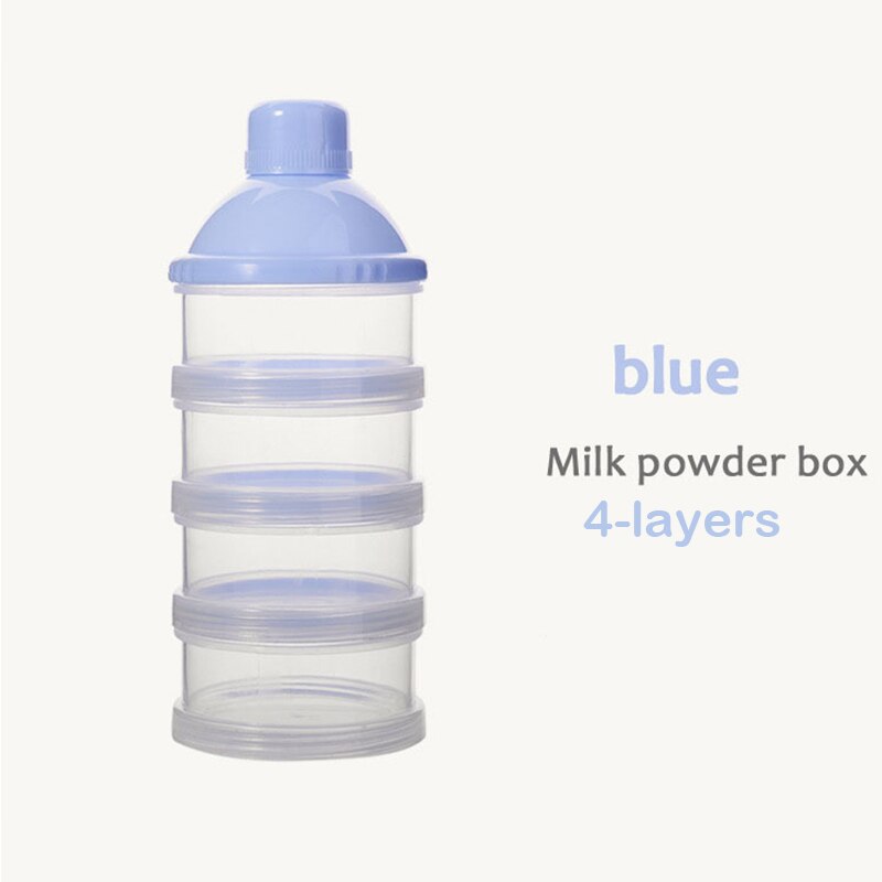 4/5 Grid Portable Milk Powder Formula Dispenser Container Storage Essential Cereal Boxes Toddle Baby Milk Powder Storage Box: 4 Layers Blue