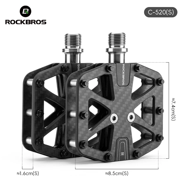 ROCKBROS Koolstofvezel Pedalen Ultralichte 3-Lager Pedalen Arbeidsbesparende Waterdichte MTB Fietspedalen Antislip Fietspedaal: WIT