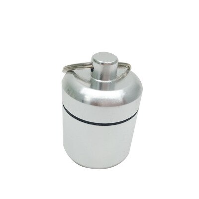 Pocket Pill Box Container Mini Portable Aluminium Pill Case Carry Bottle Case Hearing Protection Earplugs Box Keychain Outdoor: Silvery