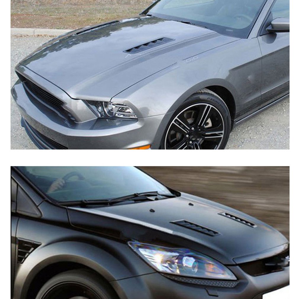 Black Air Flow Intake Universal Scoop Bonnet Side Fender Car Decorative Cover Hood Vent Louver Cooling Panel Trim Set