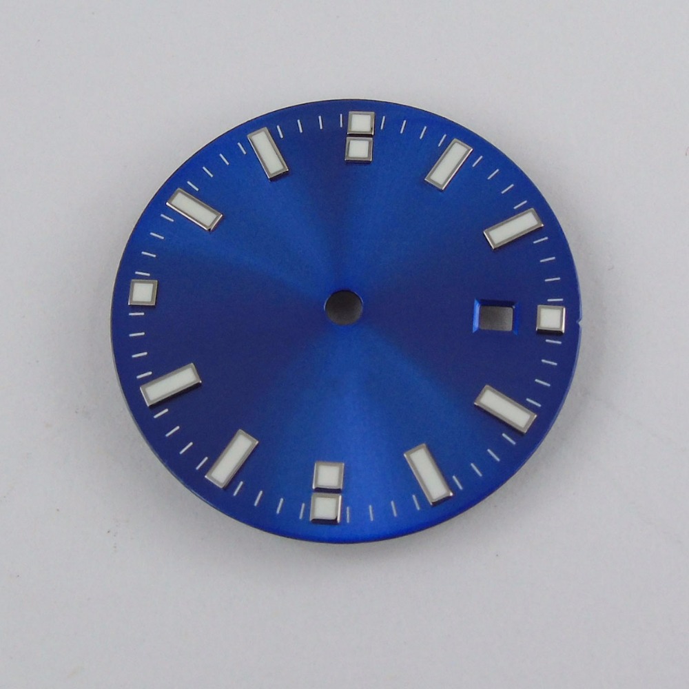 BLIGER 31.5mm Blue Dial Horloge Gezicht Datum Venster Horloge Dial Fit Voor GMT Automatisch Uurwerk Horloge Wijzerplaat