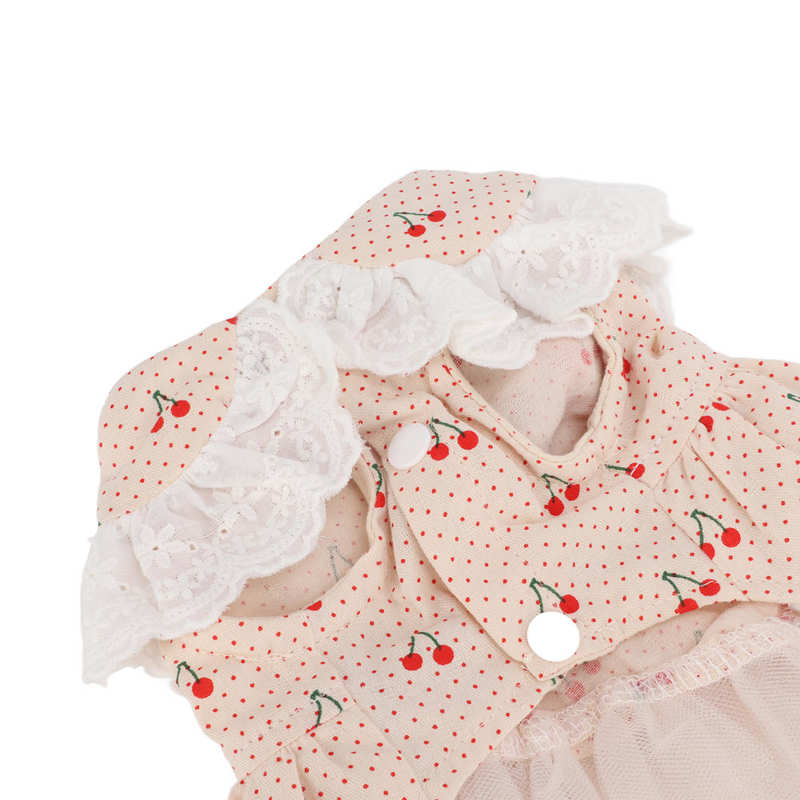 Strój zwierzaka z wzorami wiśni ręcznie myte miękka bawełniana mała sukienka dla zwierzaka na co dzień