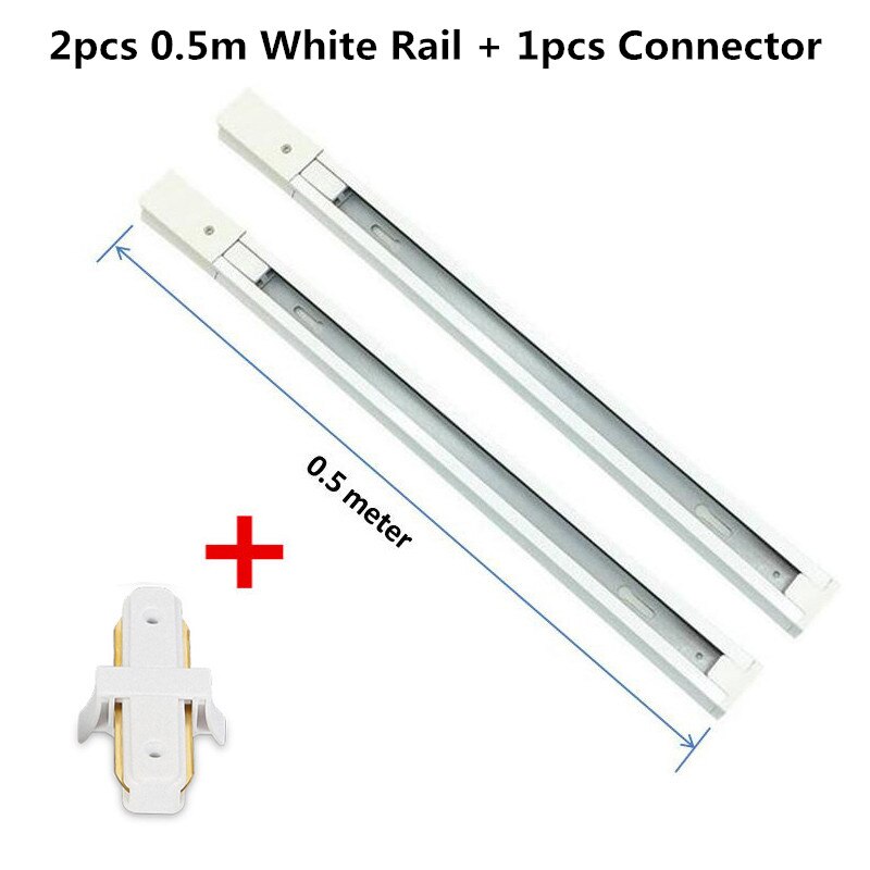 （2pcs/Lot）2 Phase Thick Aluminum 0.5M LED track rail Track light rail with connectors Universal rails track lighting fixture: 2pcs 0.5m White Rail