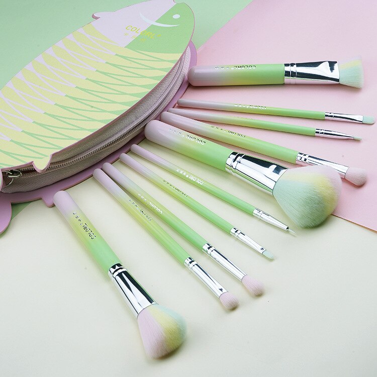 Lavender pinceaux de maquillage Makeup Brushes Set Powder Eyeshadow Foundation Brush 10PCS Cosmetics Makeup Sets with Bag: light green 10pcs