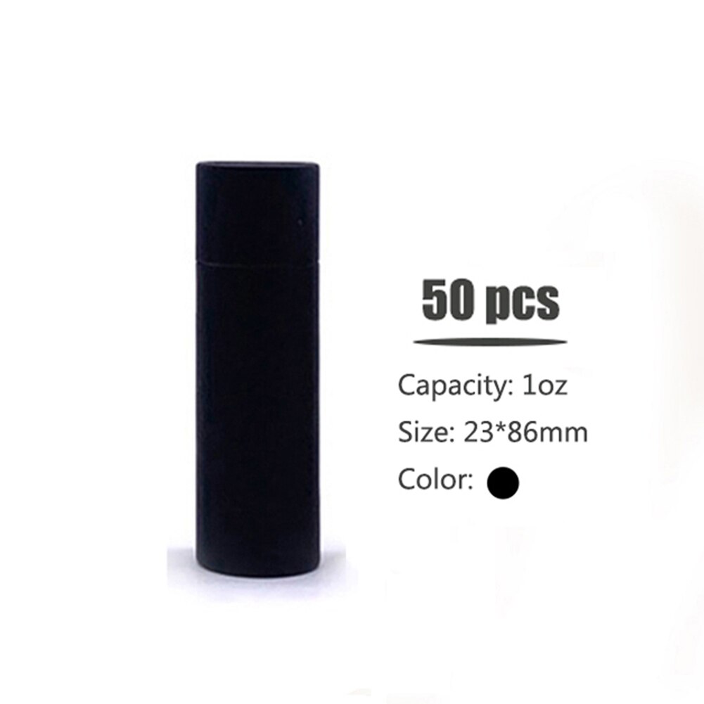 50 Stuks Lege Papier Shell Lipstick Buizen Met Cap Lippenbalsem Chapstick Houder Diy Makeup Tools Hervulbare Container: Black 2