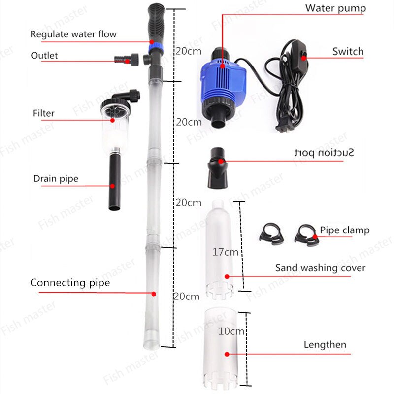 2.55meter Long Siphon Gravel Cleaner for Fish Tank Cleaning Washing Sand Changing Water.Aquarium Fish Tank Gravel Cleaner Water: HXS-02