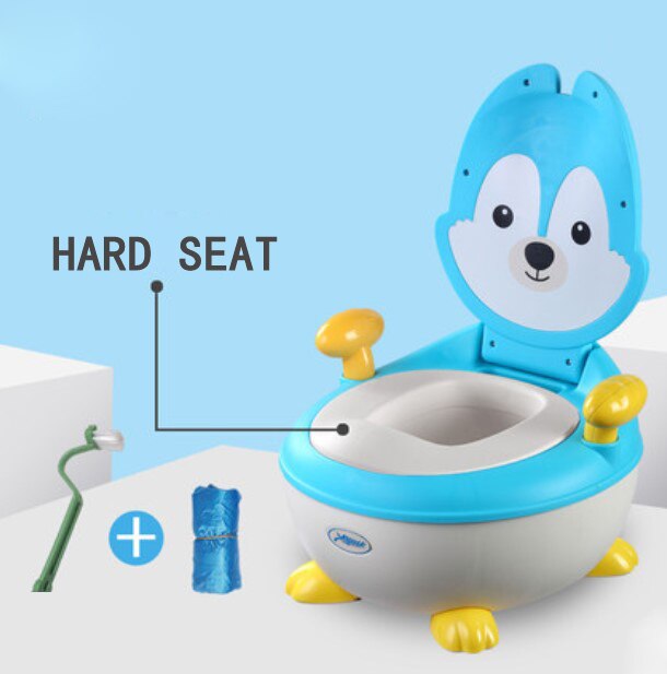 Kinderen wc kinderpotje jongen meisje 1-6 jaar oude cartoon baby wc potje voor gratis potje borstel + cleaning bag: Blauw