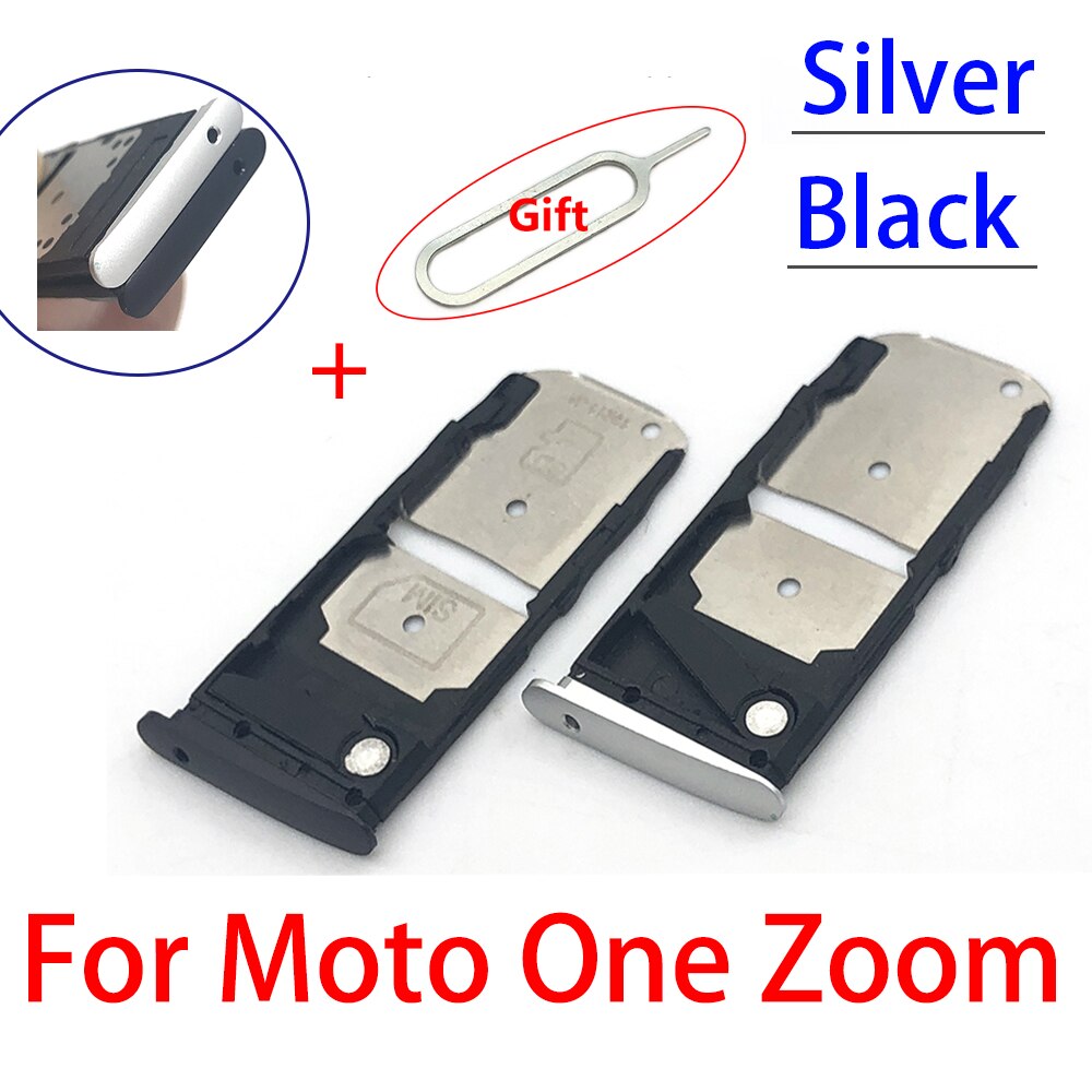 Support de fente de plateau de carte SIM avec pièces de rechange d'adaptateur de carte SD pour Moto One Zoom,