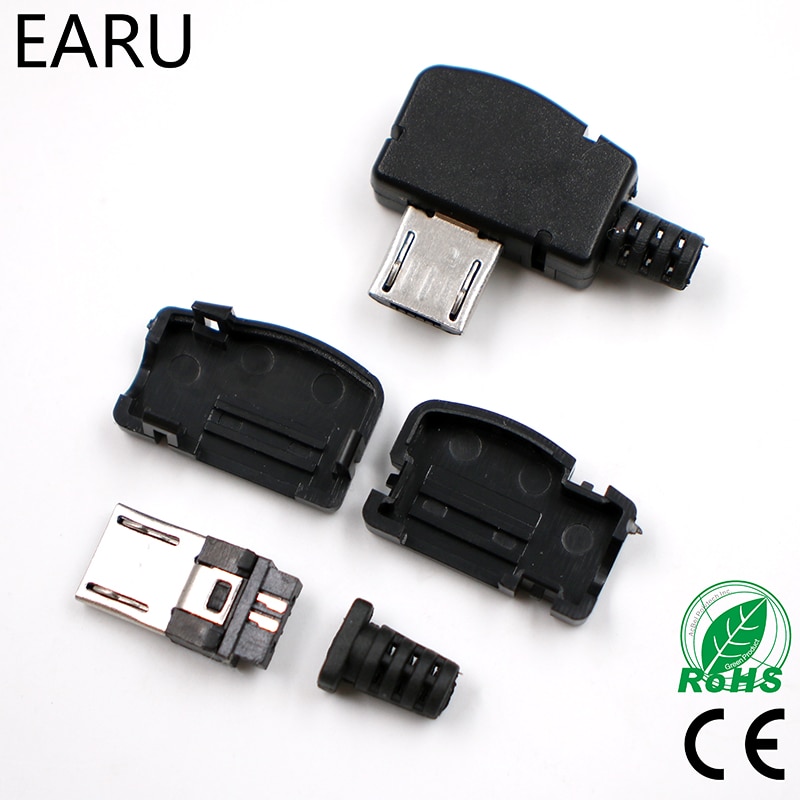 10 sets/partij Micro 5P USB Stekker Soldeer Type Staart Opladen Plug 90 Graden Connector Adapter Plug
