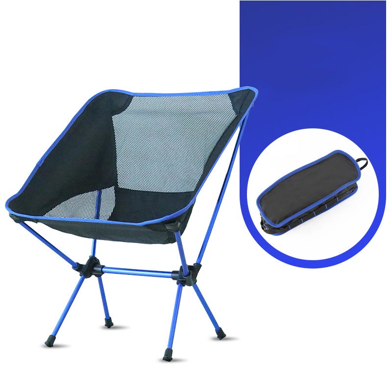 Ultra-Light Outdoor Folding Chair High Load Aviation Aluminum Alloy Chair Camping Portable Beach Hiking Picnic Fishing Chair: Dark Blue