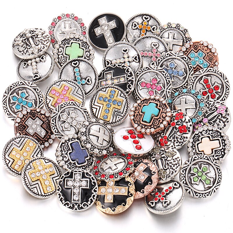 10pcs/lot 18mm Snap Jewelry Mix Many Styles 18mm Metal Snap buttons buttons Rhinestone Snaps Jewelry Bracelet: 10