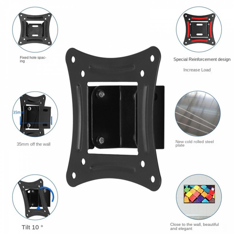Universele TV Wandmontage Beugel 75/100mm pitch Vaste Platte TV Frame Standhouder Kantelhoek voor 14-26 inch LCD LED Vesa Monitor