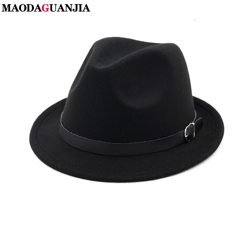 Classic Felt Jazz Fedoras Hats Large Brim Cloche Cowboy Panama for Women Men Black Red Trilby Derby Bowler & Top Hat