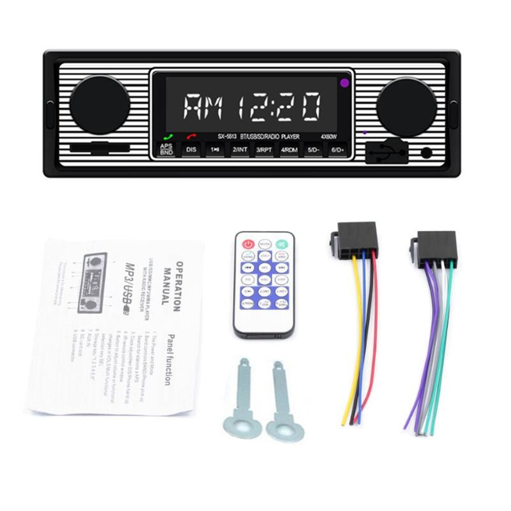 Autorradio con reproductor Multimedia para Coche, Radio Estéreo, 12V, MP3, AUX, Audio electrónico para carros en el salpicadero