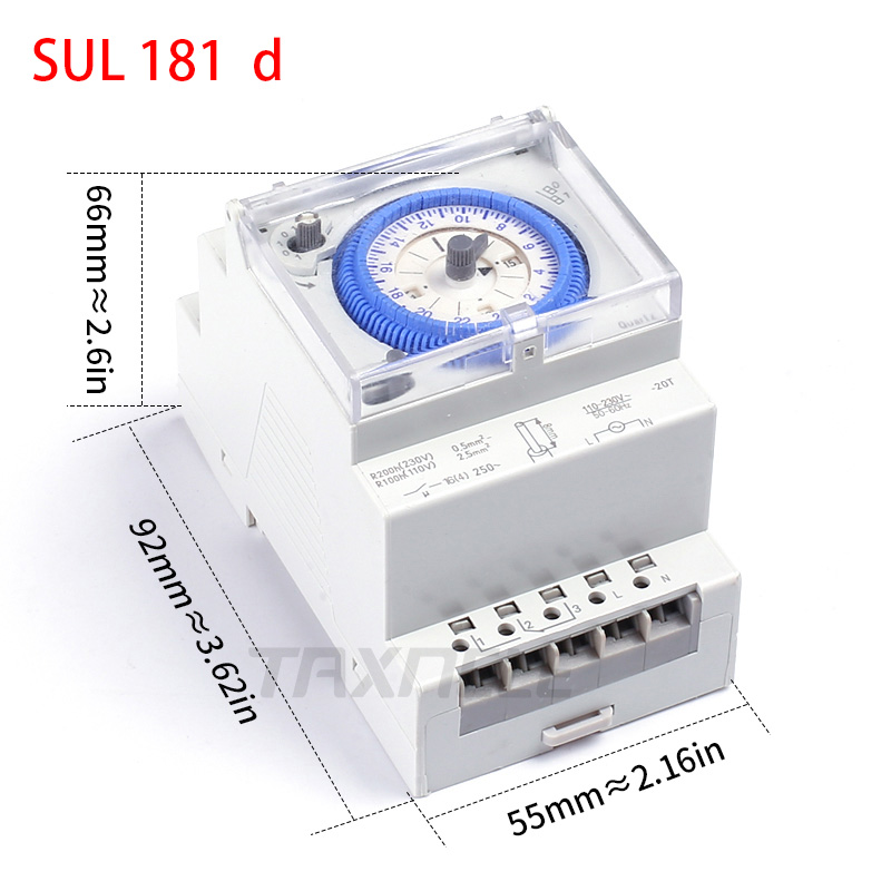 Sul 181h sul 181d mekanisk timer 24 timmar tidsomkopplare relä elektrisk programmerbar timer 24 timmars din rail timeromkopplare