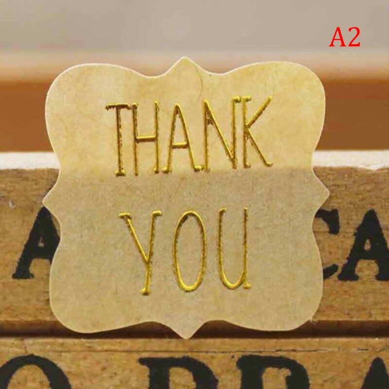 5 vellen = 100 stuks/partij bedankt en met liefde gemaakt, verklaring brief polygoon kraftpapier zelfklevende stickers verpakkingsetiket: A2