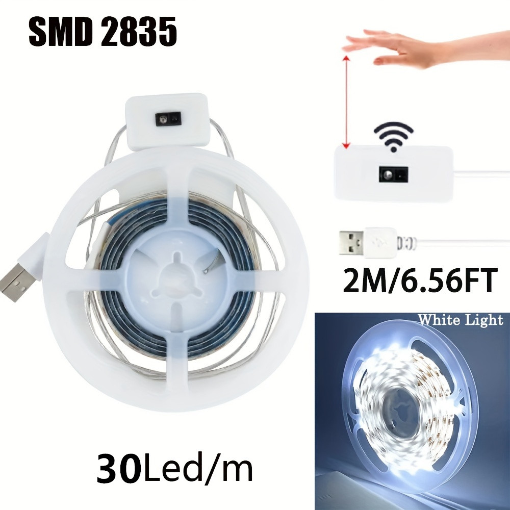 Hand Sweep LED Strip Lights 1M 2M 3M 5M LED Strip with Hand Sweep Motion Sensor Switch for Kitchen Stairs Wardrobe: Bundle2