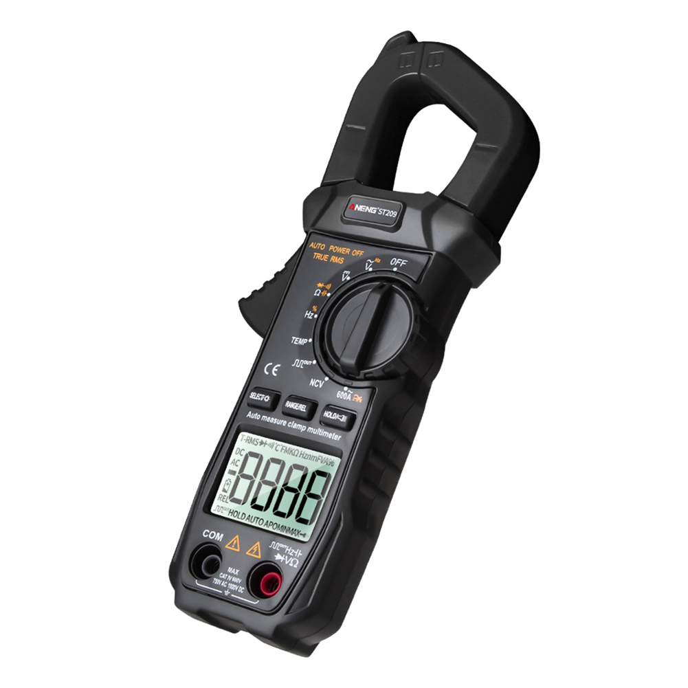 Digital Multimeter Clamp Meter ST209 6000 Counts Auto Range True RMS DC/AC Current Clamp Tester Voltmeter Electrician Tool: Black